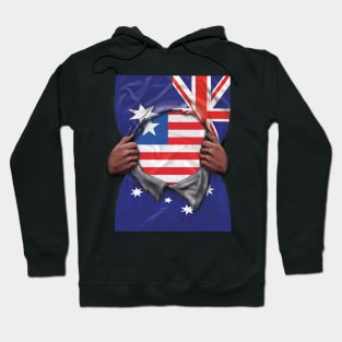 Liberia Flag Australian Flag Ripped - Gift for Liberian From Liberia Hoodie